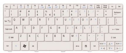Клавиатура для ноутбука Acer Aspire One 532, Gateway LT21 RU, White