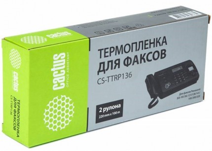 Термопленка Cactus CS-TTRP136 (2x100м) для факсов Panasonic (KXF-A136) FP10х/ 121/ 128/ 141/ 195/ 2хх/ 300/ 302/ 320/ 330