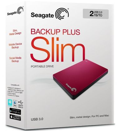 Жесткий диск Seagate USB 3.0 2Tb STDR2000203 BackUp Plus Portable Drive 2.5" красный