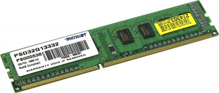 Модуль памяти DDR3 2048Mb 1333MHz Patriot (PSD32G13332) RTL 128*8