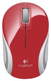 Мышь Logitech Mini M187 красный/серый оптическая (1000dpi) беспроводная USB для ноутбука (2but)