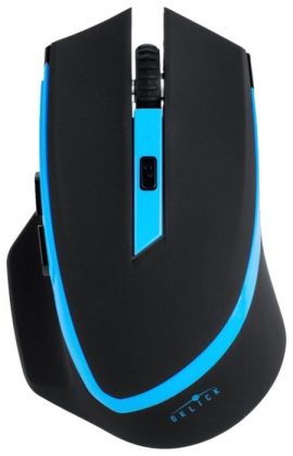 Мышь Oklick 630LW черный/голубой Беспроводная (500/1000/1600dpi) USB игровая (6кнопок)