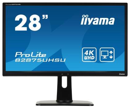 Монитор Iiyama 28" ProLite B2875UHSU-B1 черный TN+film LED 1ms 16:9 DVI HDMI M/M матовая HAS Pivot 300cd 170гр/160гр 3840x2160 D-Sub DisplayPort Ultra HD USB 7.7кг