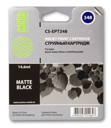 Совместимый картридж струйный Cactus CS-EPT348 черный матовый для Epson Stylus Photo 2100 (14,6ml)
