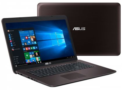 Ноутбук Asus X756UQ-T4233T Core i5 6200U/ 6Gb/ 500Gb/ DVD-RW/ nVidia GeForce 940M 2Gb/ 17.3"/ HD+ (1600x900)/ Windows 10 64/ brown/ WiFi/ BT/ Cam