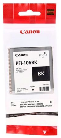 Картридж Canon PFI-106Bk Black для iPF6300/ 6300s/ 6350/ 6400/ 6450 (130 мл)