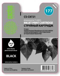 Совместимый картридж струйный Cactus CS-C8721 №177 черный для №177 HP PhotoSmart 3213/ 3313/ 8253/ C5183/ C6183 (34ml)