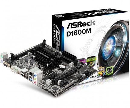 Материнская плата Asrock D1800M Celeron mATX AC`97 6ch(5.1) GbLAN+VGA+DVI+HDMI