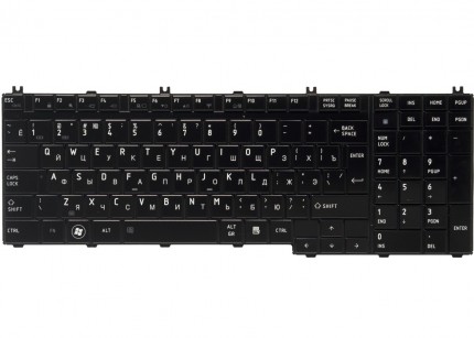 Клавиатура для ноутбука Toshiba Satellite A500/ F501/ P505/ L350 Backlit ,RU, Glossy