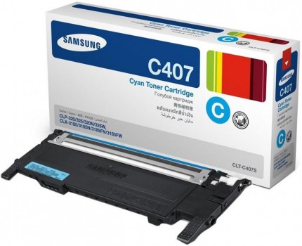 Картридж Samsung CLT-C407S голубой для CLP-320/ 320N/ 325 / CLX-3185/ 3185N/ 3185FN (1000стр.)