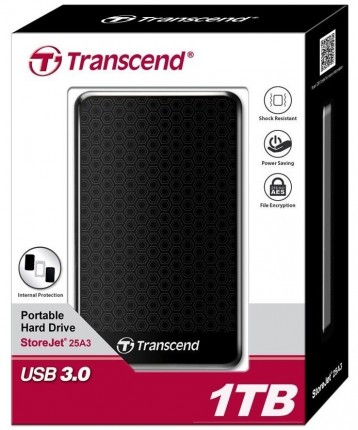 Жесткий диск Transcend USB 3.0 1Tb TS1TSJ25A3K 2.5" черный