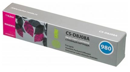 Совместимый картридж струйный Cactus CS-D8J08A №980 пурпурный для HP HP Officejet color X555dn/ X585dn (110мл)