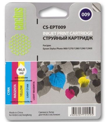 Совместимый картридж струйный Cactus CS-EPT009 фото цветной для Epson Stylus Photo1270/1290 (46ml)
