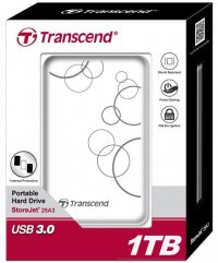 Жесткий диск Transcend USB 3.0 1Tb TS1TSJ25A3W 2.5" белый