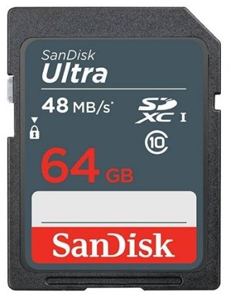 Карта памяти SDHC 64Gb Class10 Sandisk SDSDUNB-064G-GN3IN Ultra 48