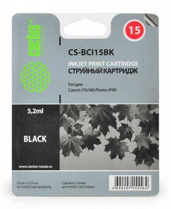 Совместимый картридж струйный Cactus CS-BCI15BK черный для Canon BJ-I70 (5,2ml)