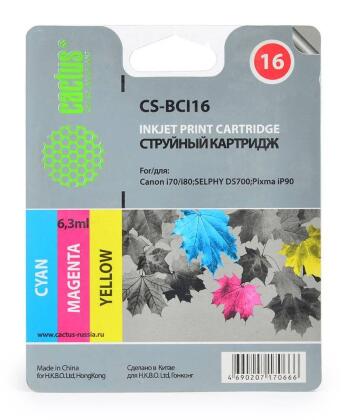 Совместимый картридж струйный Cactus CS-BCI16 трехцветный для Canon iP90/ DS700/ DS810