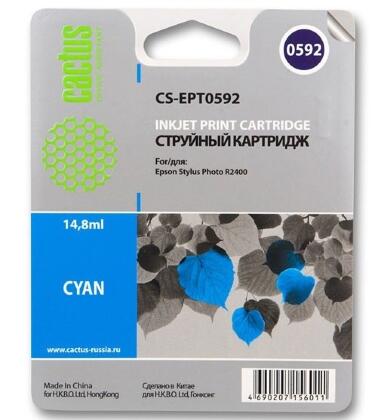 Совместимый картридж струйный Cactus CS-EPT0592 голубой для Epson Stylus Photo R2400 (14,8ml)
