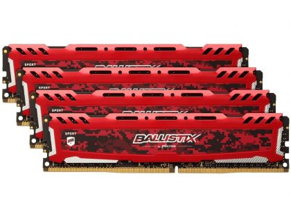 Модуль памяти Crucial 32Gb (4x8Gb) 2400MHz DDR4 Ballistix Sport LT Red (BLS4K8G4D240FSEK)