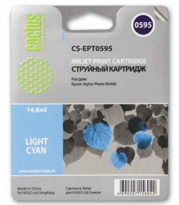 Совместимый картридж струйный Cactus CS-EPT0595 светло-голубой для Epson Stylus Photo R2400 (14,8ml)