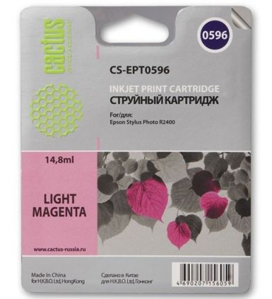 Совместимый картридж струйный Cactus CS-EPT0596 светло-пурпурный для Epson Stylus Photo R2400 (14,8ml)