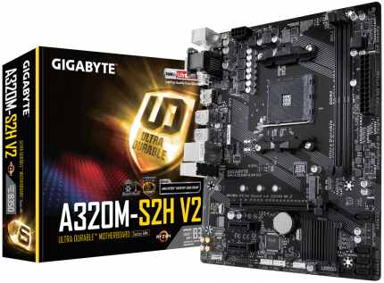 Материнская плата Gigabyte GA-A320M-S2H V2, AMD B350, sAM4, mATX