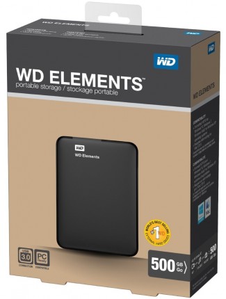 Жесткий диск WD USB 3.0 500Gb WDBUZG5000ABK-EESN Elements 2.5" черный