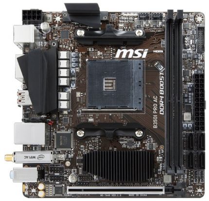 Материнская плата MSI B350I PRO AC, AMD B350, sAM4, mini-ITX