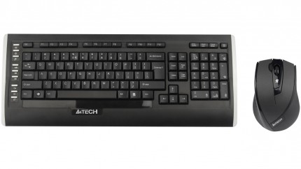 Комплект клавиатура + мышь A4 9300F (GR-152+G9-730FX) Wireless glossy black USB