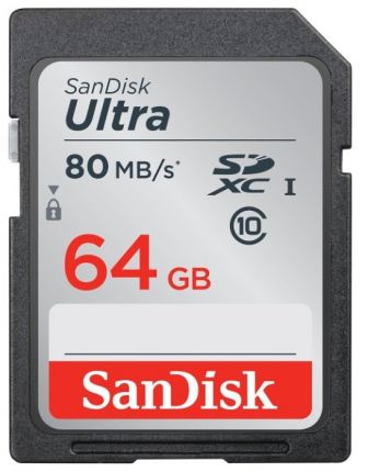 Карта памяти SDXC 64Gb Class10 Sandisk SDSDUNC-064G-GN6IN Ultra 80