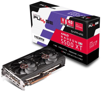 Видеокарта Sapphire PULSE RX 5500 XT 8G GDDR6, AMD Radeon RX 5500 XT, 8Gb GDDR6