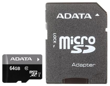 Карта памяти A-DATA 64GB microSDXC UHS-I class10 with SD adapter