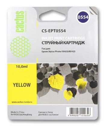 Совместимый картридж струйный Cactus CS-EPT0554 желтый для Epson Stylus RX520/ Stylus Photo R240 (10ml)