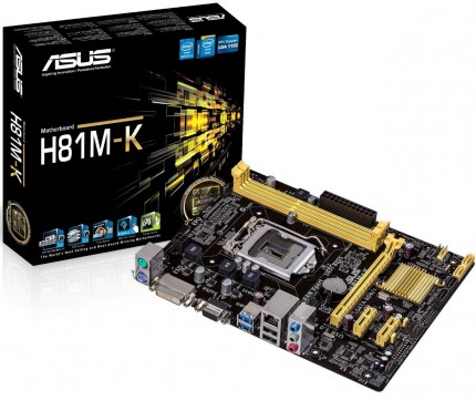 Материнская плата Asus H81M-K Socket-1150 Intel H81 DDR3 mATX AC`97 8ch(7.1) GbLAN SATA3 VGA+DVI