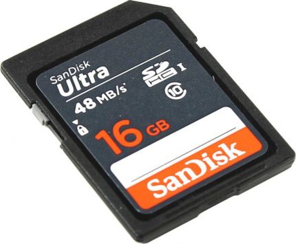 Карта памяти Sandisk Ultra SDHC UHS-I 16Gb Class10 (SDSDUNB-016G-GN3IN)