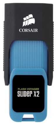 Флешка Corsair 16Gb Voyager Slider X2 CMFSL3X2-16GB USB3.0 черный/голубой