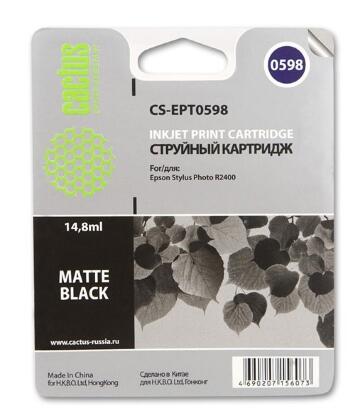 Совместимый картридж струйный Cactus CS-EPT0598 черный матовый для Epson Stylus Photo R2400 (14,8ml)